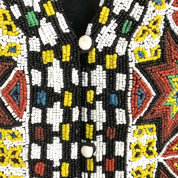 Vintage Southwest Solid Beaded Fringe Silk vest - Picture 3 of 8